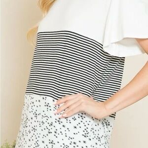 Striped and Star Patterned Women's Top